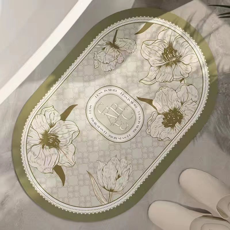 

Nordic Retro Bathroom Absorbing Non-Slip Diatom Mud Foot Mat Light Luxury Flower Входная дверь Коврик для ног 40 * 60cm (Diatom Mud)