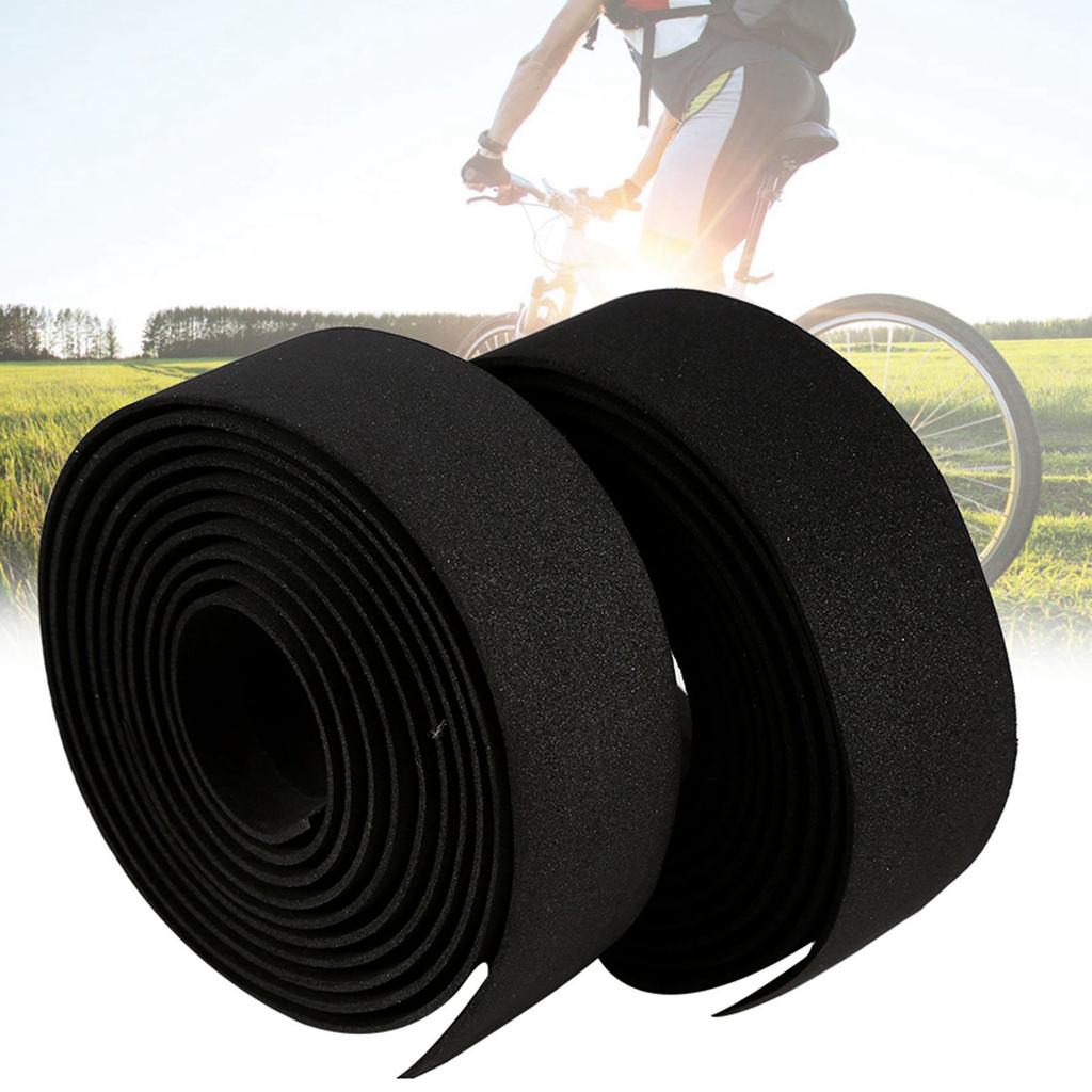 2PCS Bike Handlebar Tape Anti Slip Shock Absorption Wear Resistant Black Cycling Handle Wrap