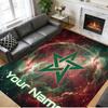 Crystal Velvet Rug Custom Name Text, Soft Non Slip Floor Mat Home DecorMorocco Football