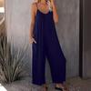 Large Size Women's Jumpsuit, Casual Fashion Temperament Solid Color Suspender Jumpsuit Women