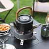 1.2LCamping Kettle Lightweight Aluminum Alloy with Wooden Handle Portable Outdoor Tea Coffee Pot for Hiking Picnic