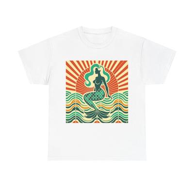 Unisex Adult T Shirt Retro Coastal Mermaid Design