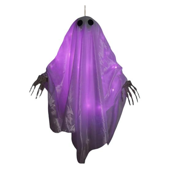 Halloween Decoration Realistic 5 FT Hanging Swing Ghost Decor with String Lights Spooky Cute Ghosts for Front Porch Yard Tree Festive Atmosphere