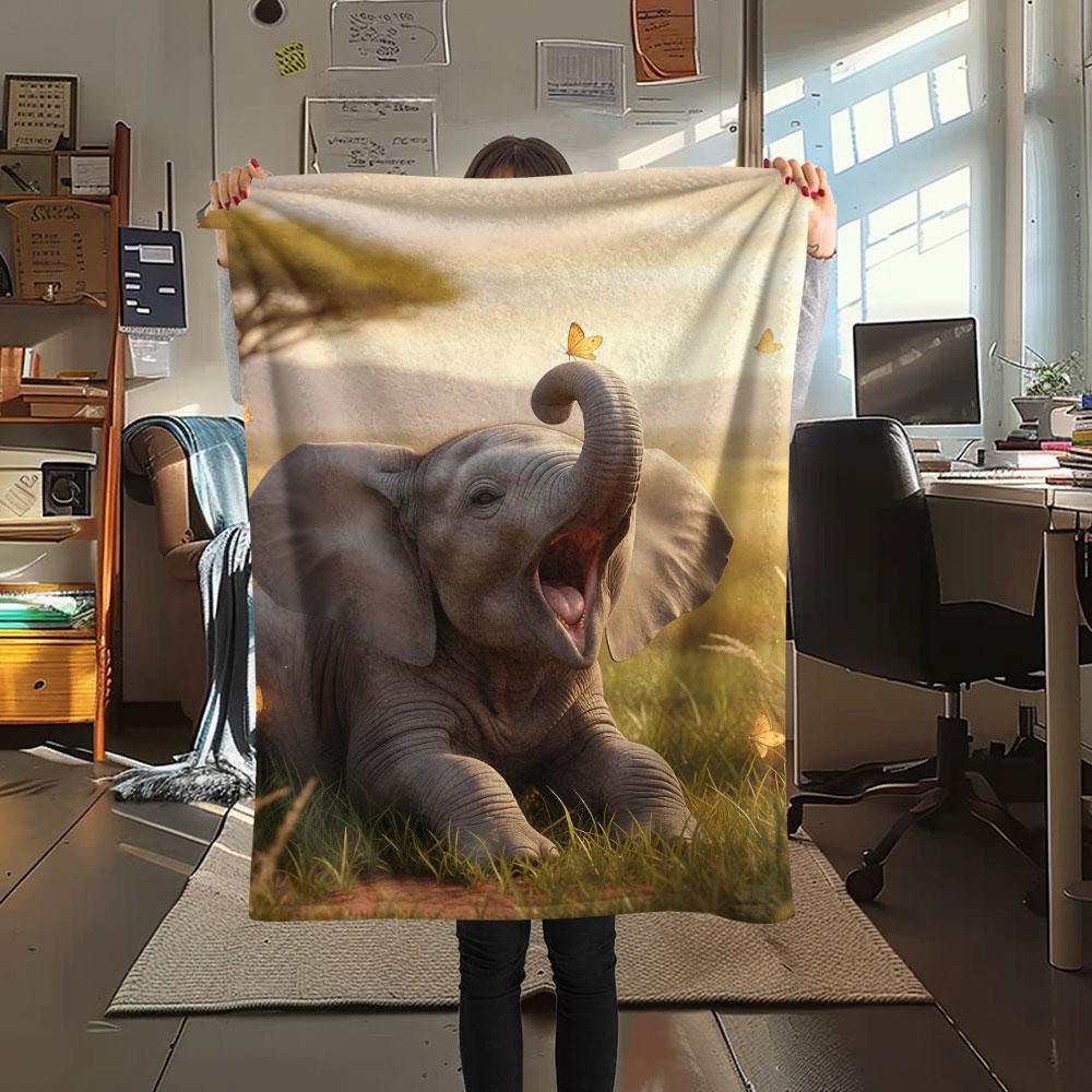 1Pc Animalsthatyawn Print Flannel Blanket, High quality Comfortable for All Seasons, Home Decor, Warmth and Comfort, Perfect for Christmas Gifts