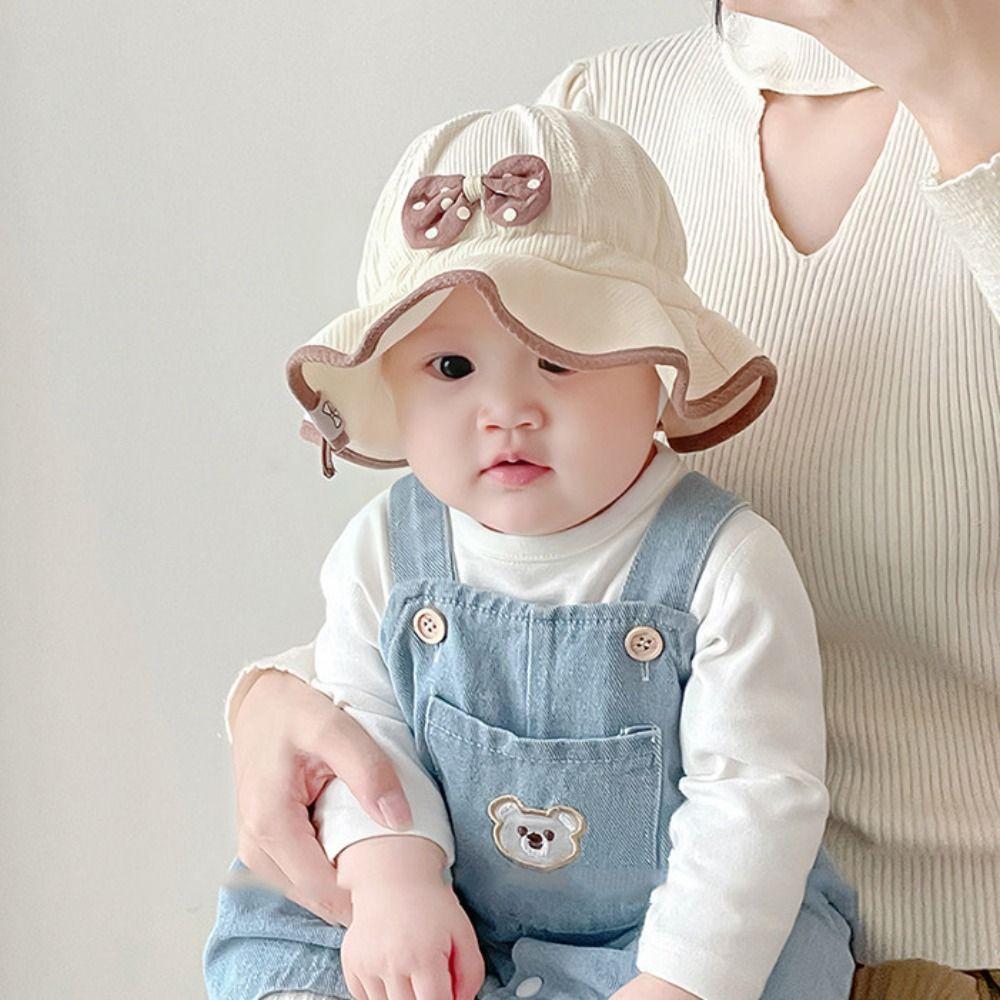 Ruffle Bows Fisherman Hat Breathable Baby Sun Visor Hat Fashion Baby Bucket Hat  Outdoor