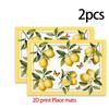 2/4/6pcs Lemon Placemats Suitable for Kitchen & Dining Table Decor - Yellow Lemon Border with Green & White Flower Print Table, Machine Washable