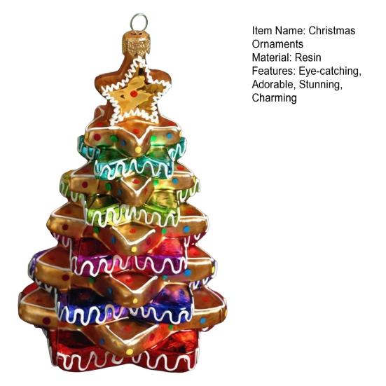 Yousheng Gingerbread House Christmas Decoration Resin Gingerbread Christmas Tree Hanging Ornaments for Tree Holiday Party Home Decor