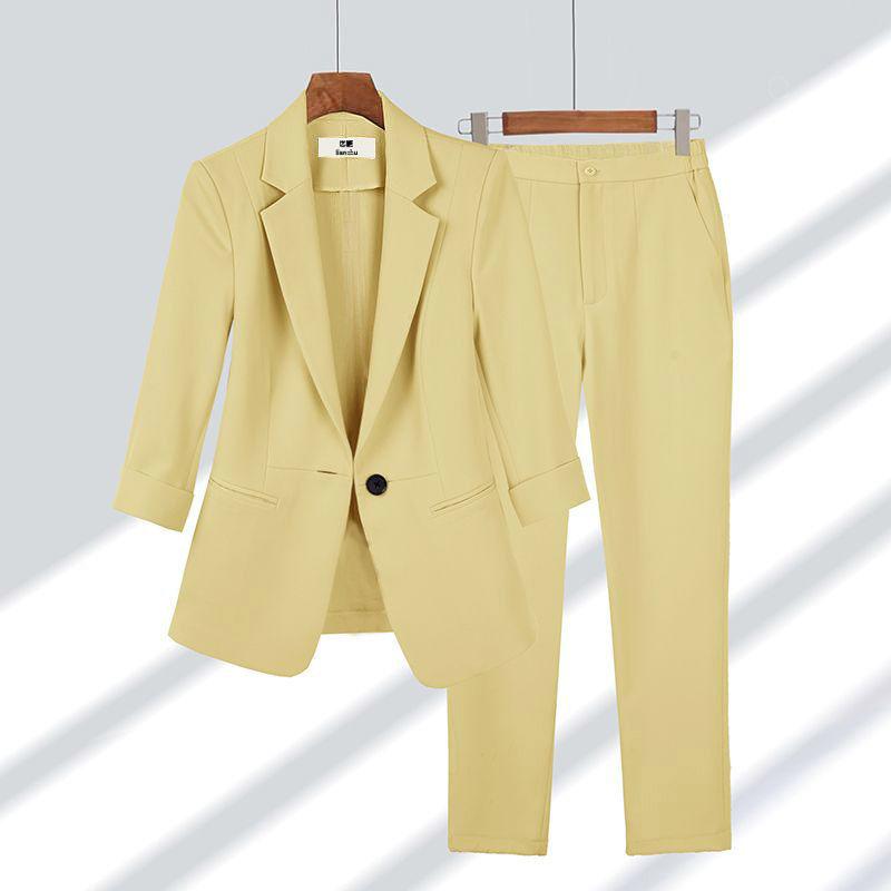 Women's Blazer Set 2pcs Business Suit Office Outfit Casual Jacket Pants