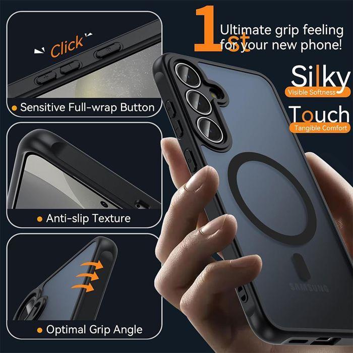 Coque de Protection - BOOLING - pour Samsung Galaxy S25 FE - Antichoc - Anneau Magnétique - Noir