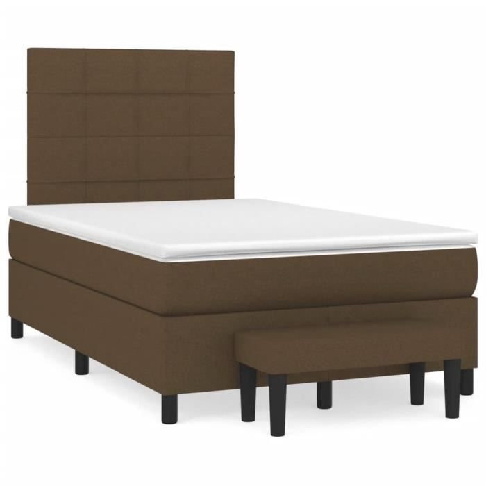 3136584 vidaXL Lit à sommier tapissier avec matelas Marron foncé 120x200 cm