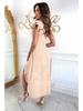 Summer 2025 V-Neck Waist-Cinching Ruffle Sleeve Solid Color Fashion Dress