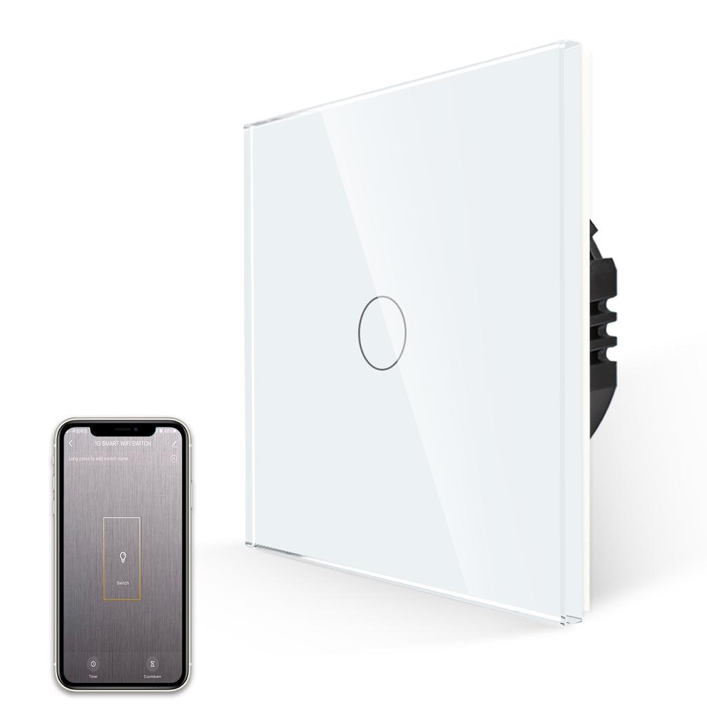 Bingoelec White Crysal Glass Wifi 1/2/3/4 Gang Smart Home 220V Wall Light Switches and Socket Tuya Wifi Smart Switch