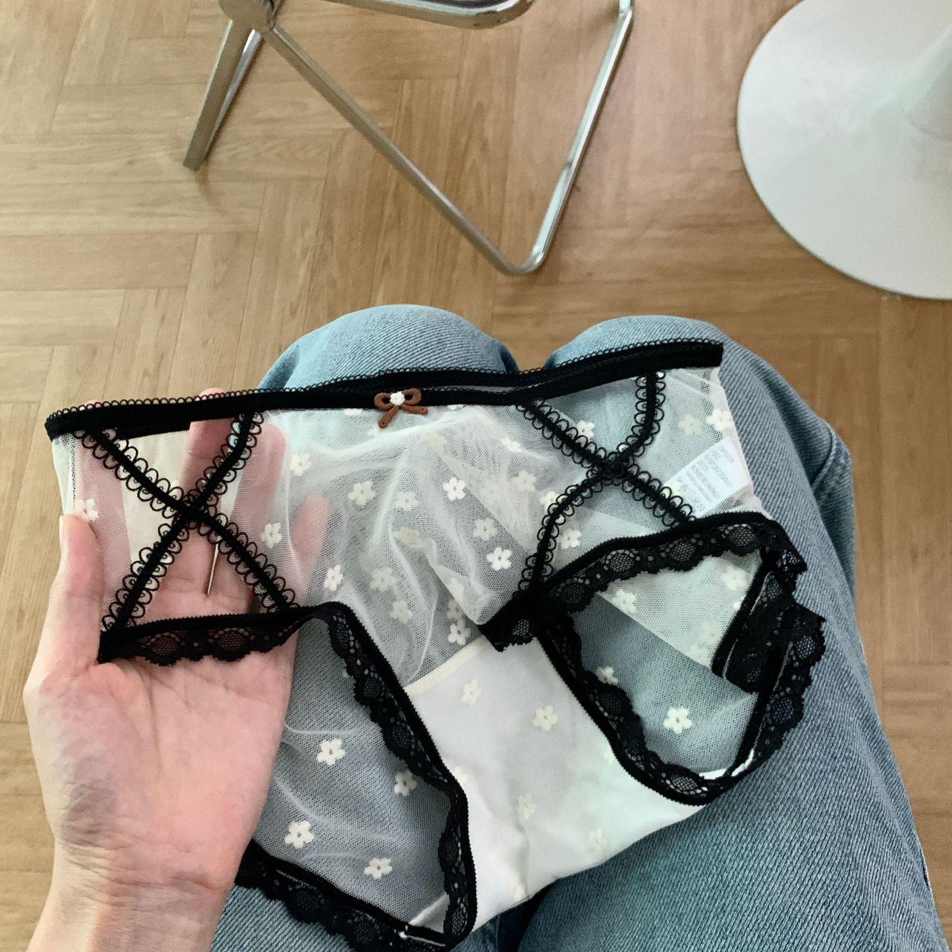 

Ladies Spring Summer Sexy Hollowed Out Lace Mesh 10A Antibacterial Mid Waist Panties XL тілесний