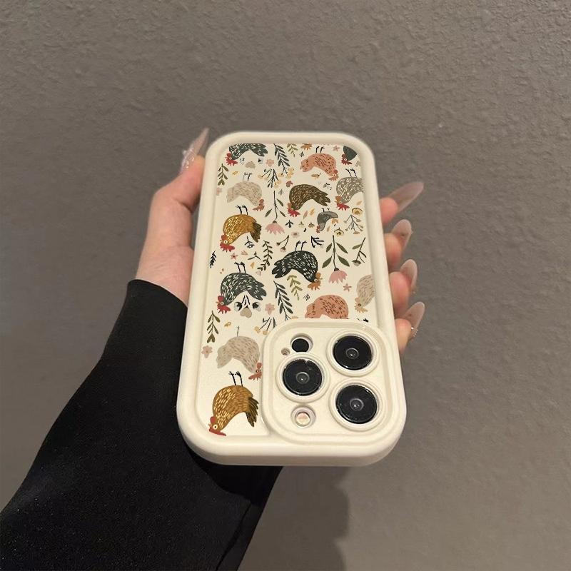 Phone Case Chicken And Flower Pattern For iPhone 17 16 Pro Max 11 13 12 14 15 8 7 Plus XS XR X 16E 17E Shockproof Silicone Cover