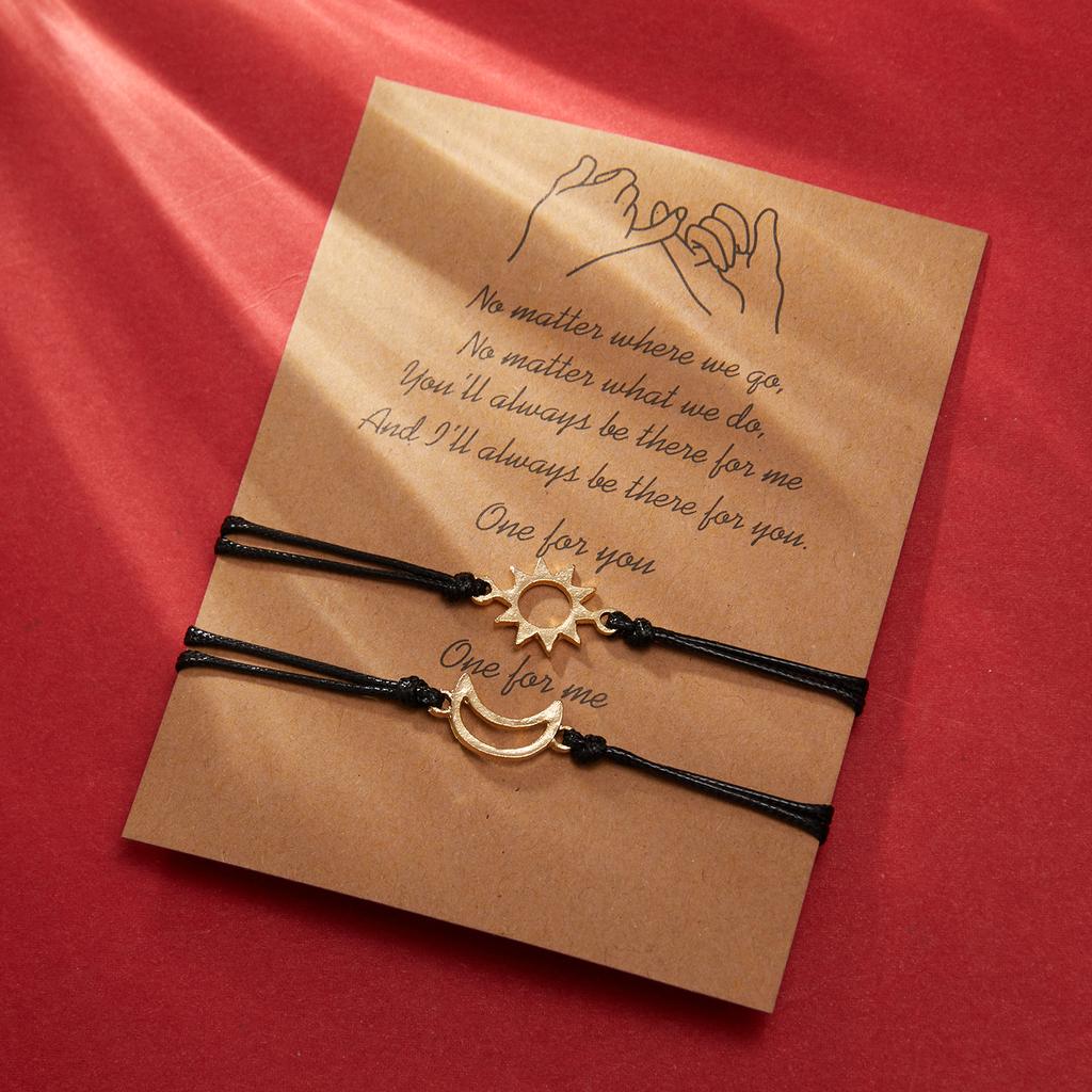 Set di Braccialetti Sole Luna Bracciale Rigido Fatto a Mano Regolabile Braccialetto in Corda Intrecciata Per Coppia Donne Uomini Signora Ragazze Ragazzi Regalo di San Valentino