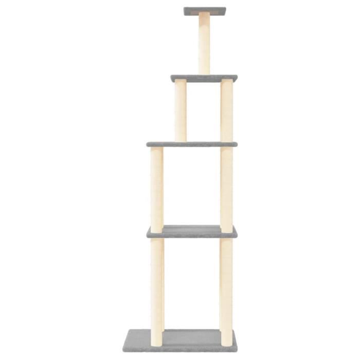 VidaXL Arbre à chat avec griffoirs en sisal gris clair 183 cm 171745