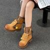 Retro Thick-soled Versatile Women 2025 Early Autumn New Versatile Soft-soled Medieval Hippie Fringed Three-wear Medium Tube Martin Boots