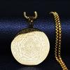 Men Necklace Seven Angel Amulets Chain Round Pendant Hollow Solomon Stainless Steel Electroplated Unisex