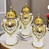 Ceramic Ginger Jar Vase Porcelain Canister Container Ornament with Lid for Centerpiece Display