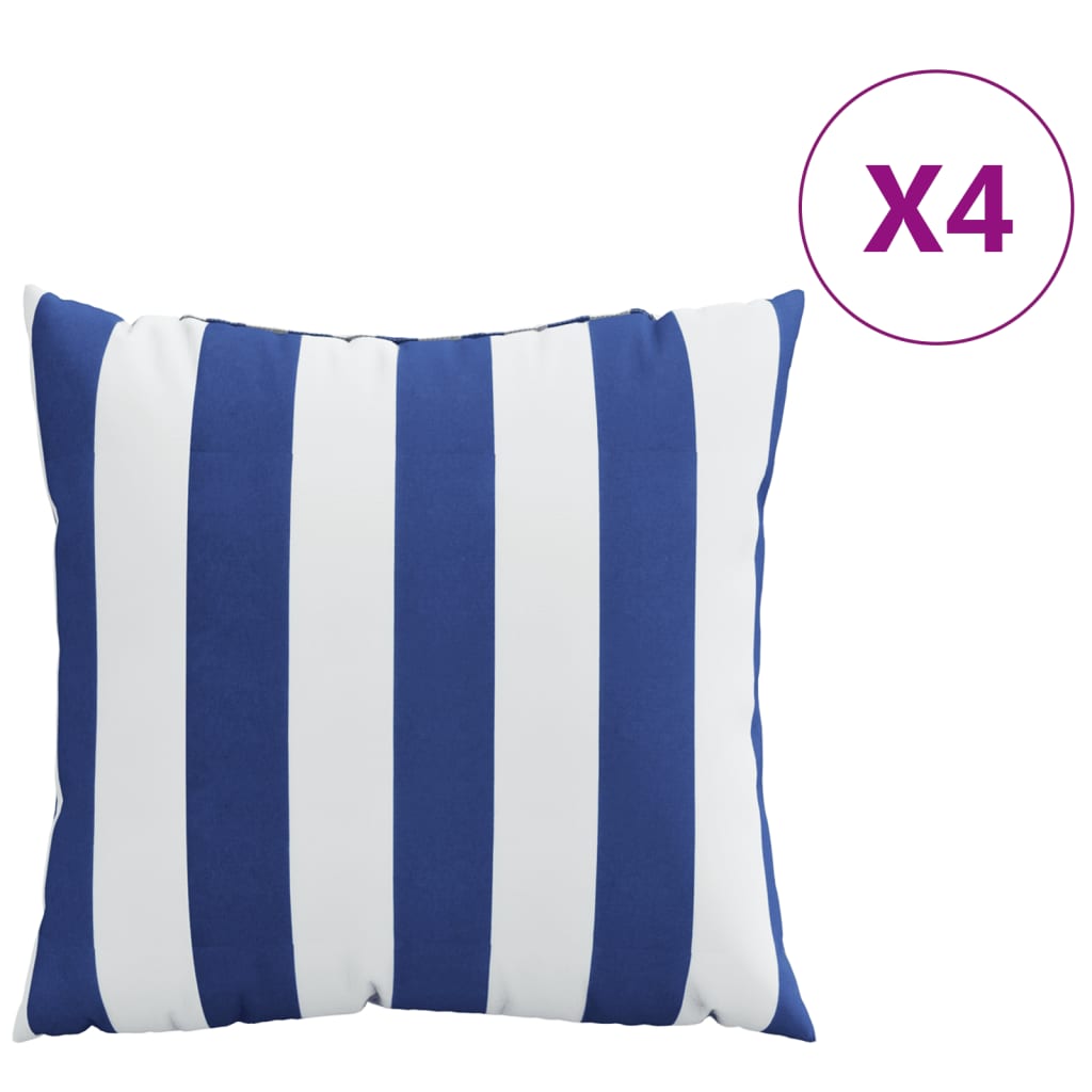Decorative Cushions 4 pcs. Blue & White Striped 60x60 cm Fabric