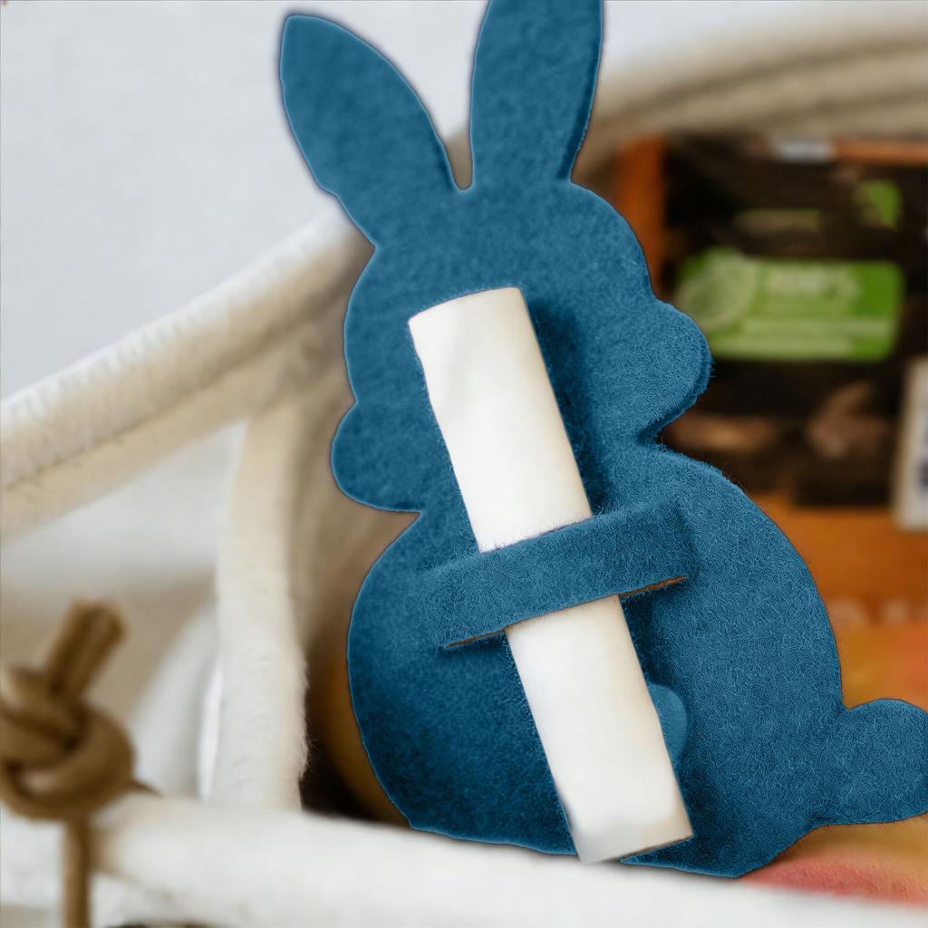 6 Pcs Easter Bunny Money Holder Thick Soft Felt Adorable Bunny Shaped Cash Clip Festival Decoration Dark Blue