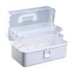 Ideamall Large Capacity Storage for Small Sewing with Handle Medium Toolbox, Box, Multifunctional, Foldable, 3-Tier, Tools, Items, Supplies, (White,