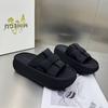 Sandals Premium Bread Summer New Pineapple Gold Fork Versatile Platform Beach Shoes