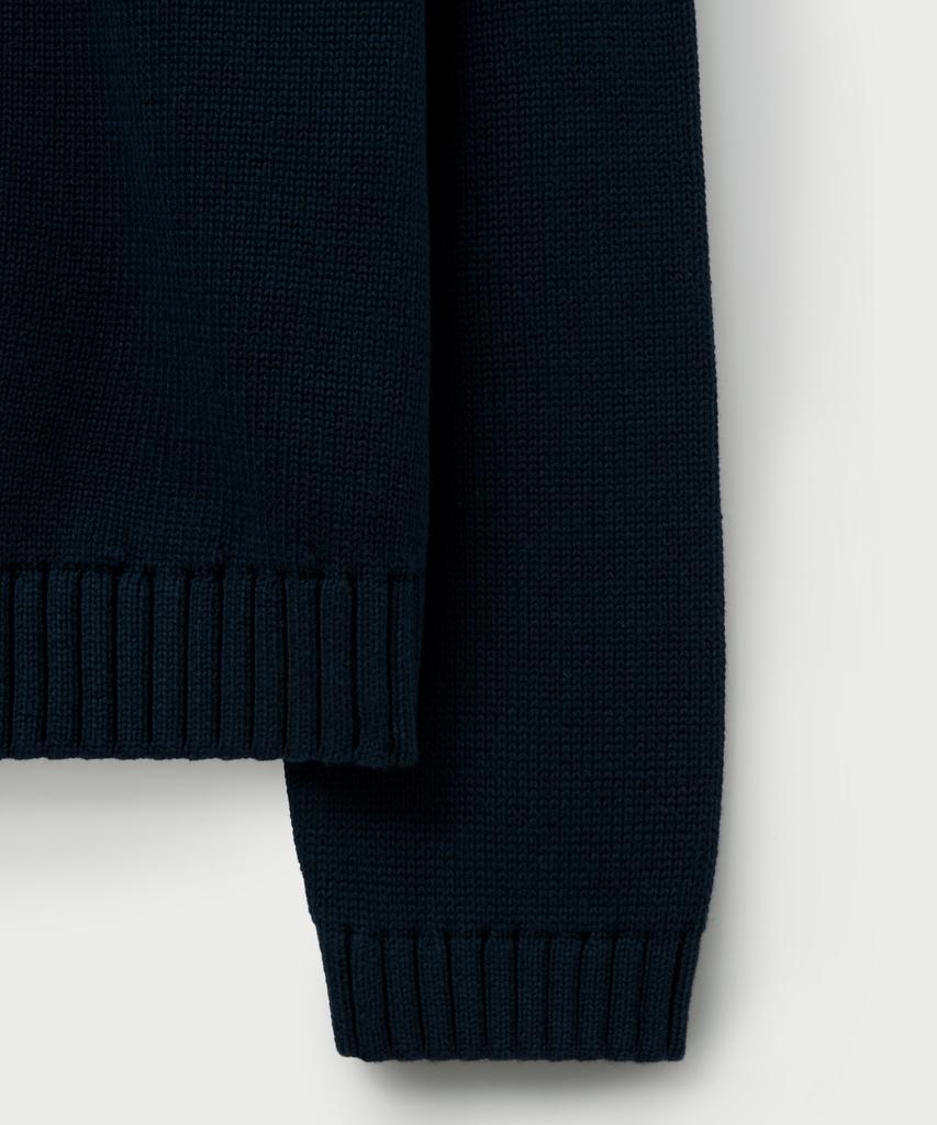 Seteo Rope Logo Embroidered V-Neck Knit Navy