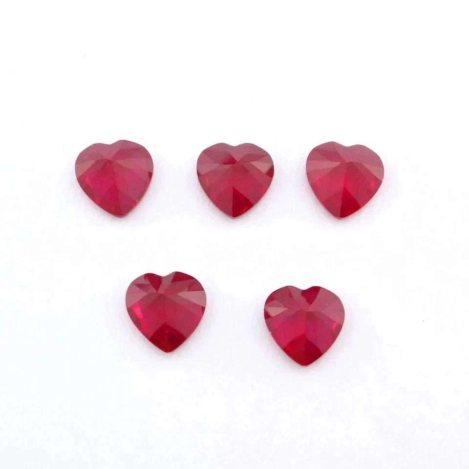 60 Pcs Certified Burmese Natural Red Ruby Heart Cut Loose Jewelry Stones Lot