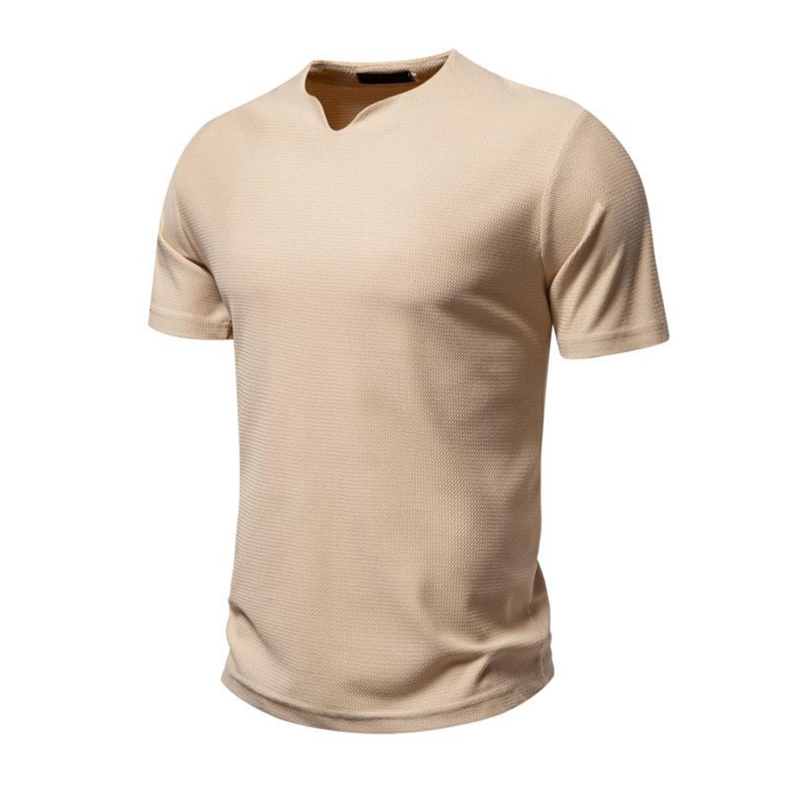

Мужские летние футболки с v-образным вырезом и коротким рукавом, мужские летние повседневные модные дышащие футболки с короткими рукавами XL хаки