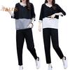 2 ks/sada Dámské tričko Kalhoty Set Sportovní oblečení Colorblock Top s kulatým výstřihem Poloviční rukáv Top Elastický pas Dlouhé Kalhoty Běžné kalhoty Top na dojíždění