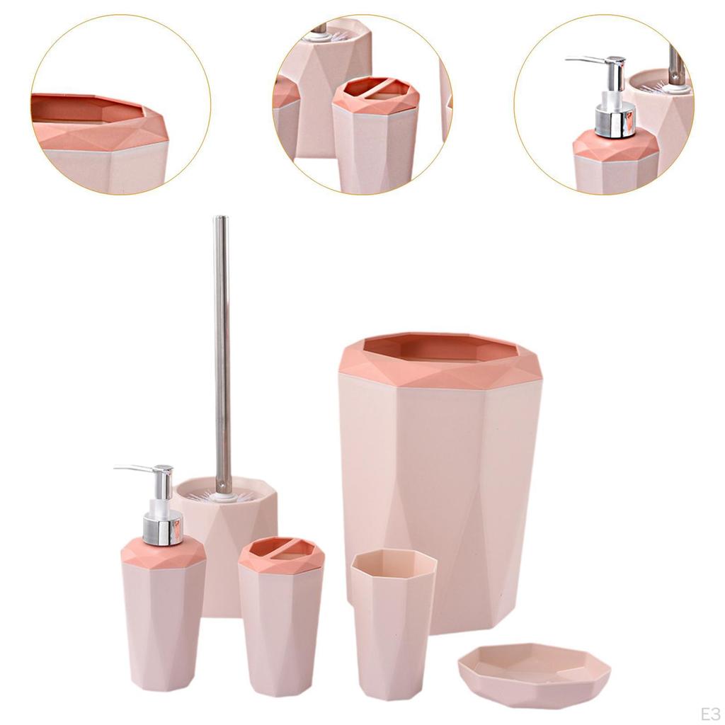 6 Pieces Toilet Brush Set Including Trash Dispenser Toothbrush Holder Rinse Cup Soap Dish with