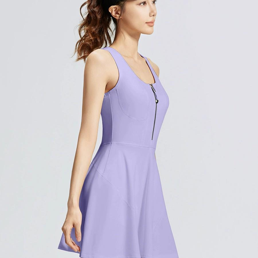

Kangnian Zipper Jumpsuit Skirt: Anti-Exposure Tennis & Running Dress XXL