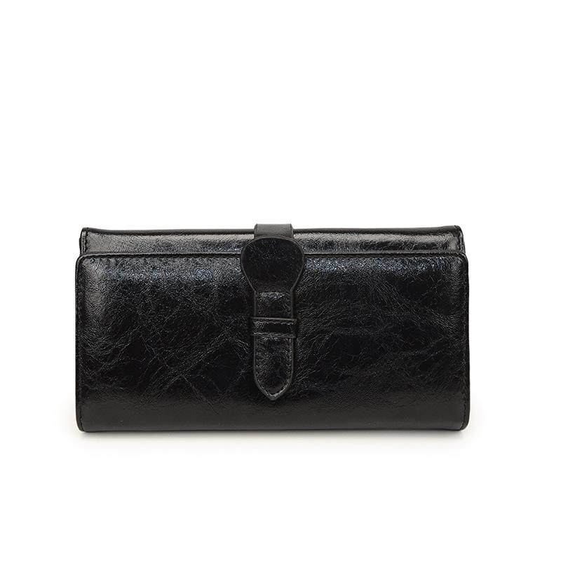 New women's wallet solid color fashion long wallet fashion magnetic buckle change purse