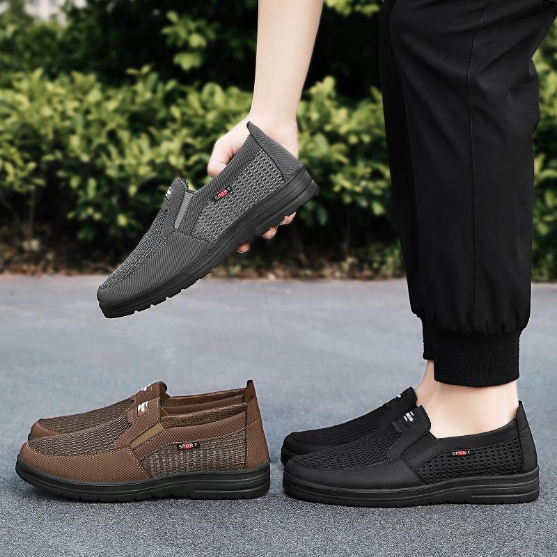 Shoes Men's Net Shoes One-pedal Elderly Shoes Lightweight Soles Middle-aged and Elderly Father Shoes Shallow Mouth Old ******* Cloth Shoes