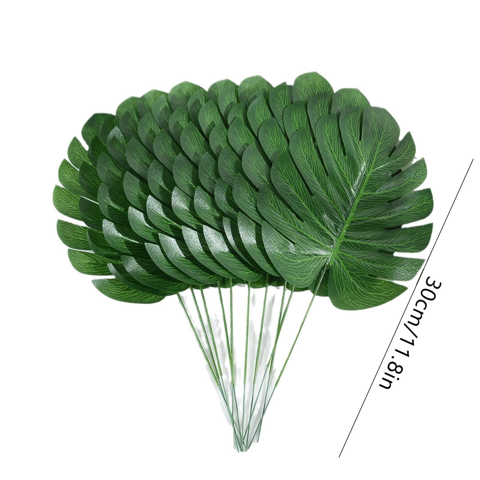 

50/10Pcs Artificial Green Monstera Leaves Fake Silk Plant for DIY Wedding Birthday Party Home Decor Palm Leave Accessories 10PCS зелёный