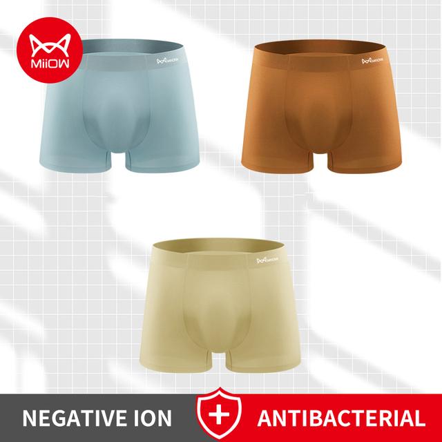 MiiOW 3st Herrunderkläder Ice Silk Space Capsule Boxershorts Tunna och stora antibakteriella kalsonger L-4XL