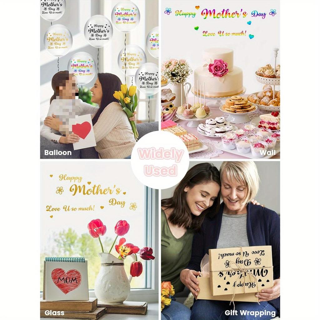 5pcs Mother's Day decorations Happy father Balloon Stickers Gold Black DIY ballons stickers Mother Birthday Party Decoration