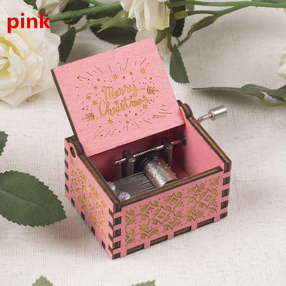 Classical New Year Wooden Music Box Merry Christmas Musical Boxes Hand Crank