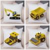 Cartoon Excavator Bulldozer Pillowcase Car Ornaments Office Living Room Sofa Home Pillowcase