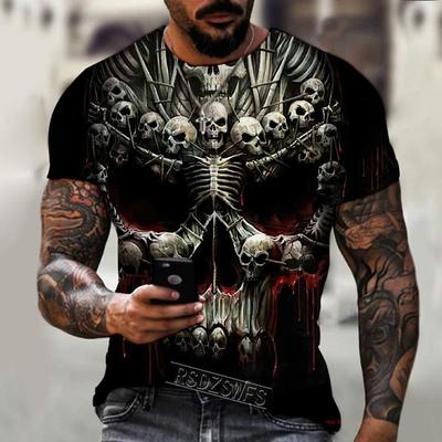 Summer Fashion Men's Short Sleeve Skull Head Print Personalized Cool T-shirt