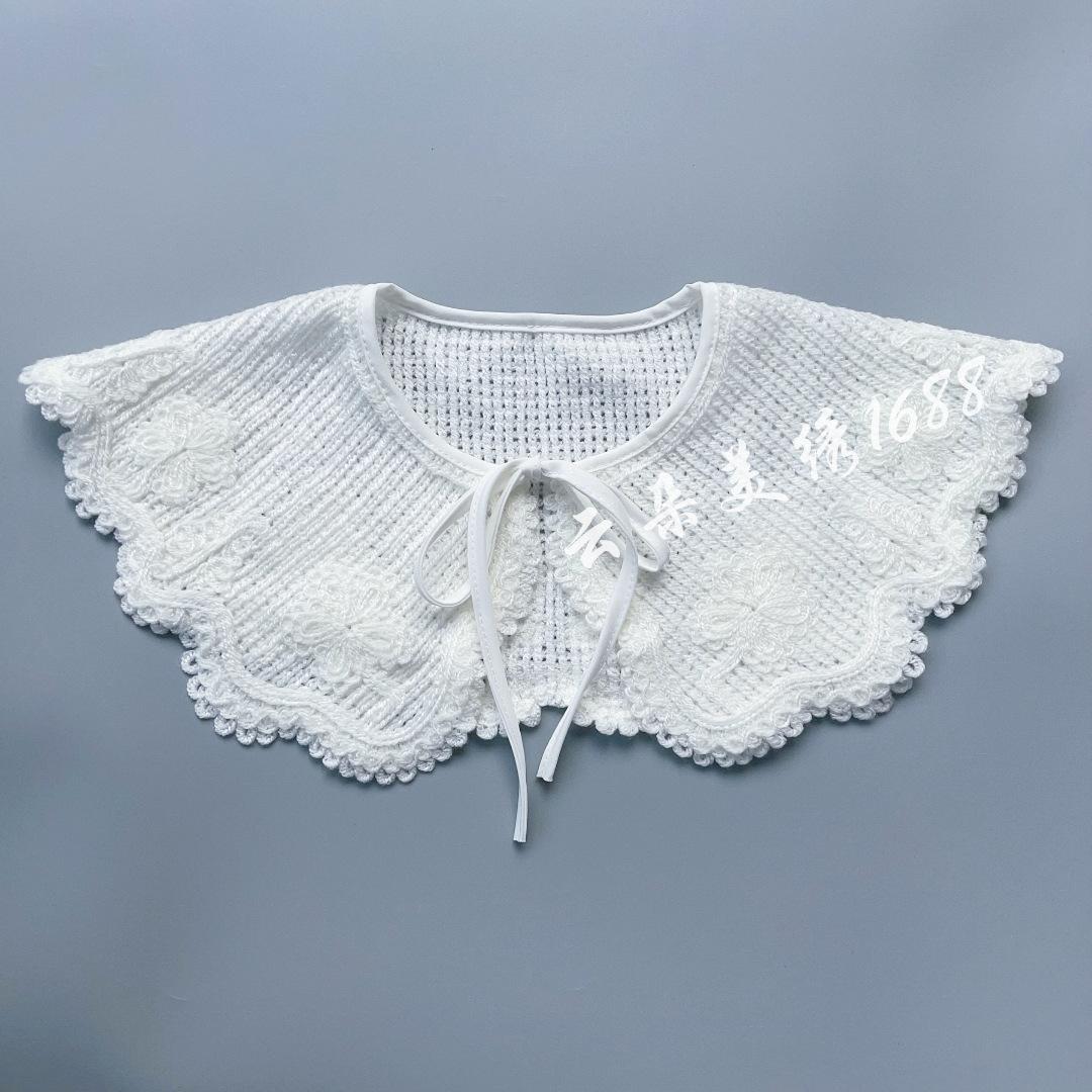 

Шерстяной вышитый искусственный воротник, женский универсальный вязаный декоративный воротник, воротник-свитер, омолаживающий кукольный воротник, маленькая шаль