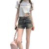 Women's Trendy Denim Hot Pants - Tight Hip-Wrapping, Casual Straight-Leg Shorts for Spring & Summer.