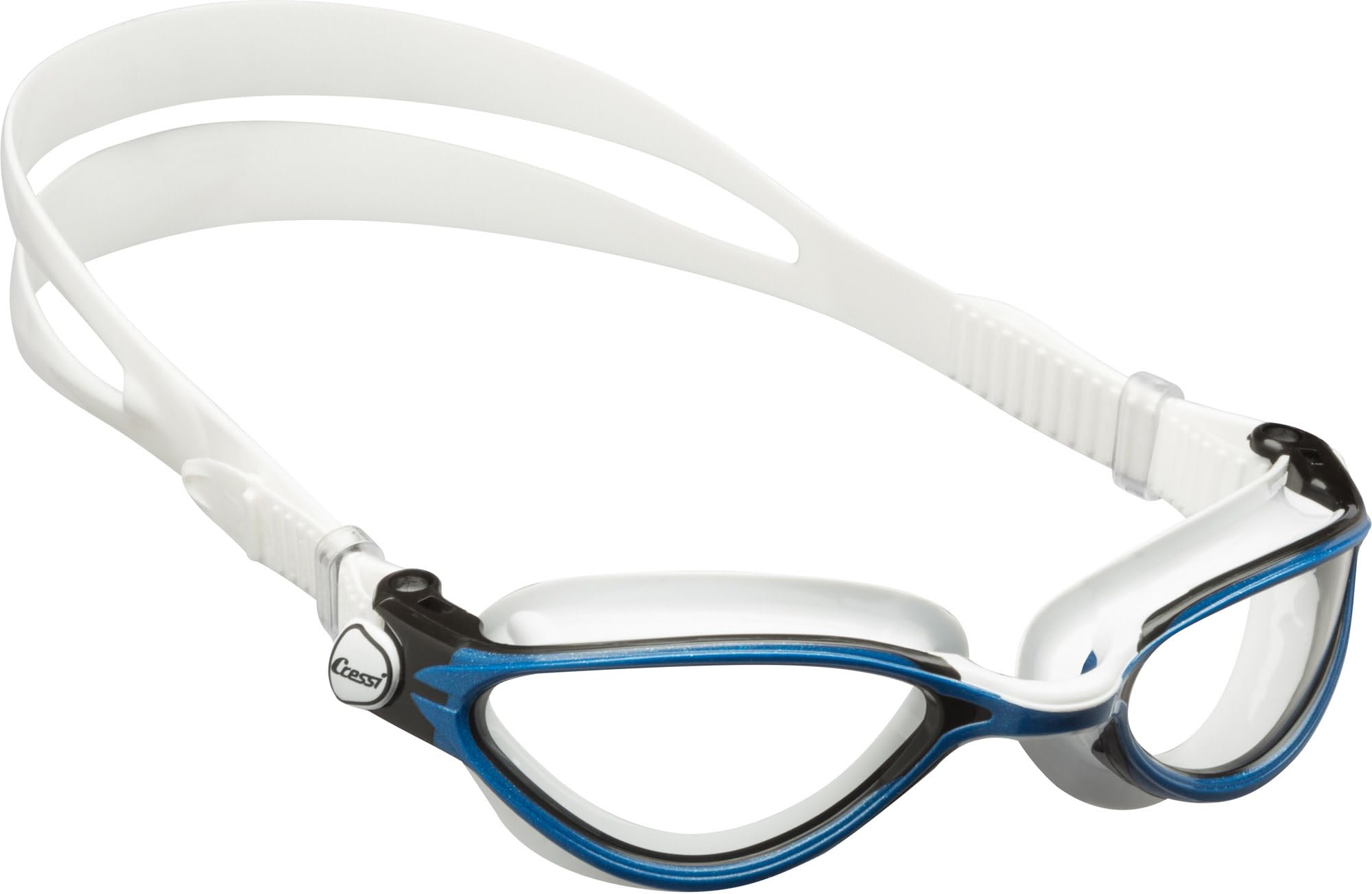 

Open Water Swimming Goggles Unisex Curved Lens Flexible Nose Bridge Suitable for Advanced Swimmers DE203519 [Cressy] [THUNDER] White/Blue [Genuine