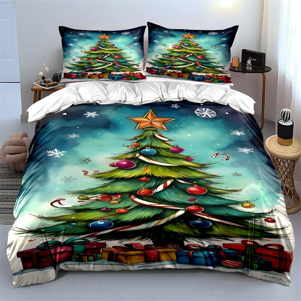 Christmas Tree with Gifts Bedding Duvet Cover Set Duvet Cover Pillowcases  (1*Duvet Cover 2*Pillowcases, without duvet insert)