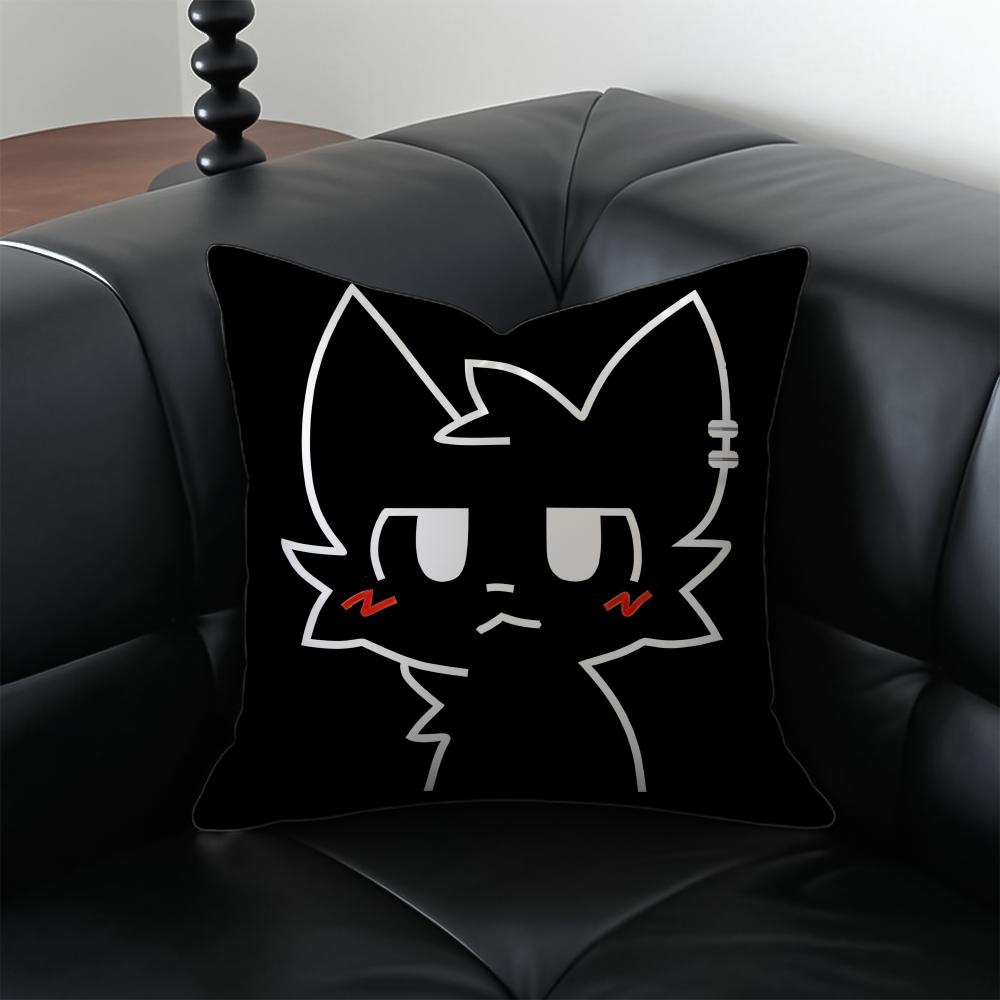 Boykisser Cute Cartoon Beautiful Cat Boykisser Cushion Cover Pillow Case Antidustmite Invisible zipper silky plush cushion