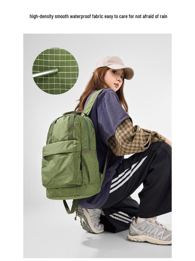Cross-Border Plaid Large Capacity Foldable Hiking Backpack - Solid Casual Style