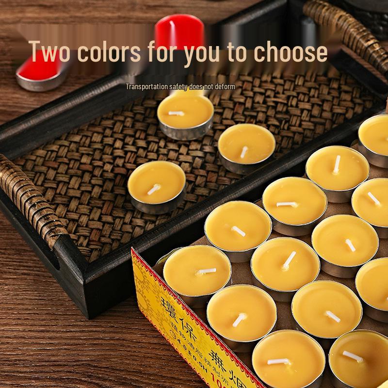 

Smokeless, Odorless Ghee Candles for Buddha Offerings - Round Su Oil Lamp