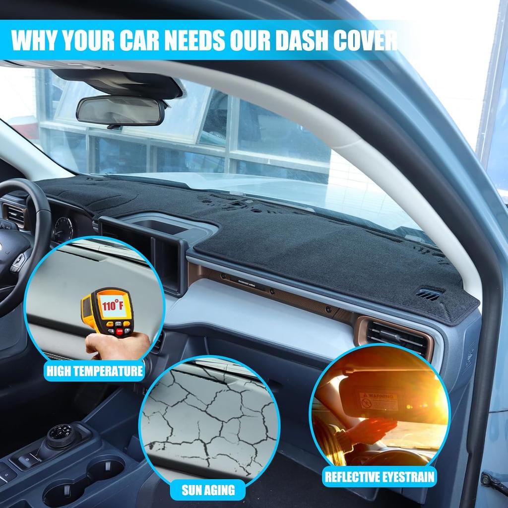 Dashboard Cover Mat Dash Mat Compatible with 2025 2024 2023 2022 Ford Maverick,Polyester Dashboard Cover Sun Shade Pad,Suede Car Anti-Slip Dash Board