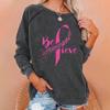 Shoulder sleeves autumn winter letter loose 3D printed long sleeved round neck sweatshirt Pullovers & Long Sleeves (women’s)
